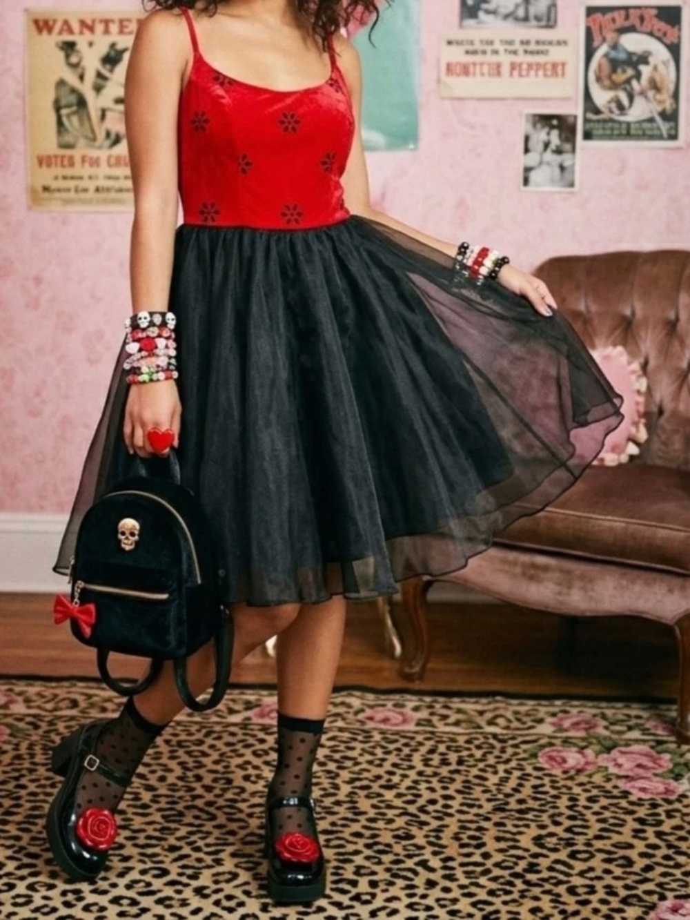 BETSEY JOHNSON Red Black Dress rockabilly swing Holiday Prom Hoco Retro 50’s